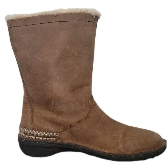 UGG Australia Adirondack Tall Leather Sheepskin Winter Boots Women 10 Chestnut - Picture 6 of 14